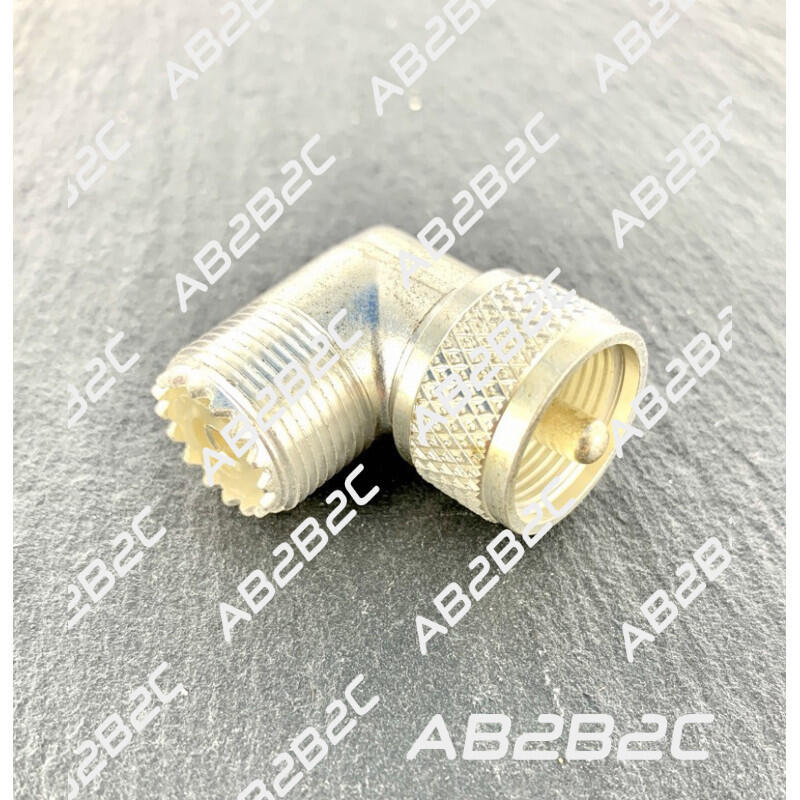 ADAPTATEUR PL259 MÂLE-FEMELLE COUDÉE- VERSION ARGENTÉ